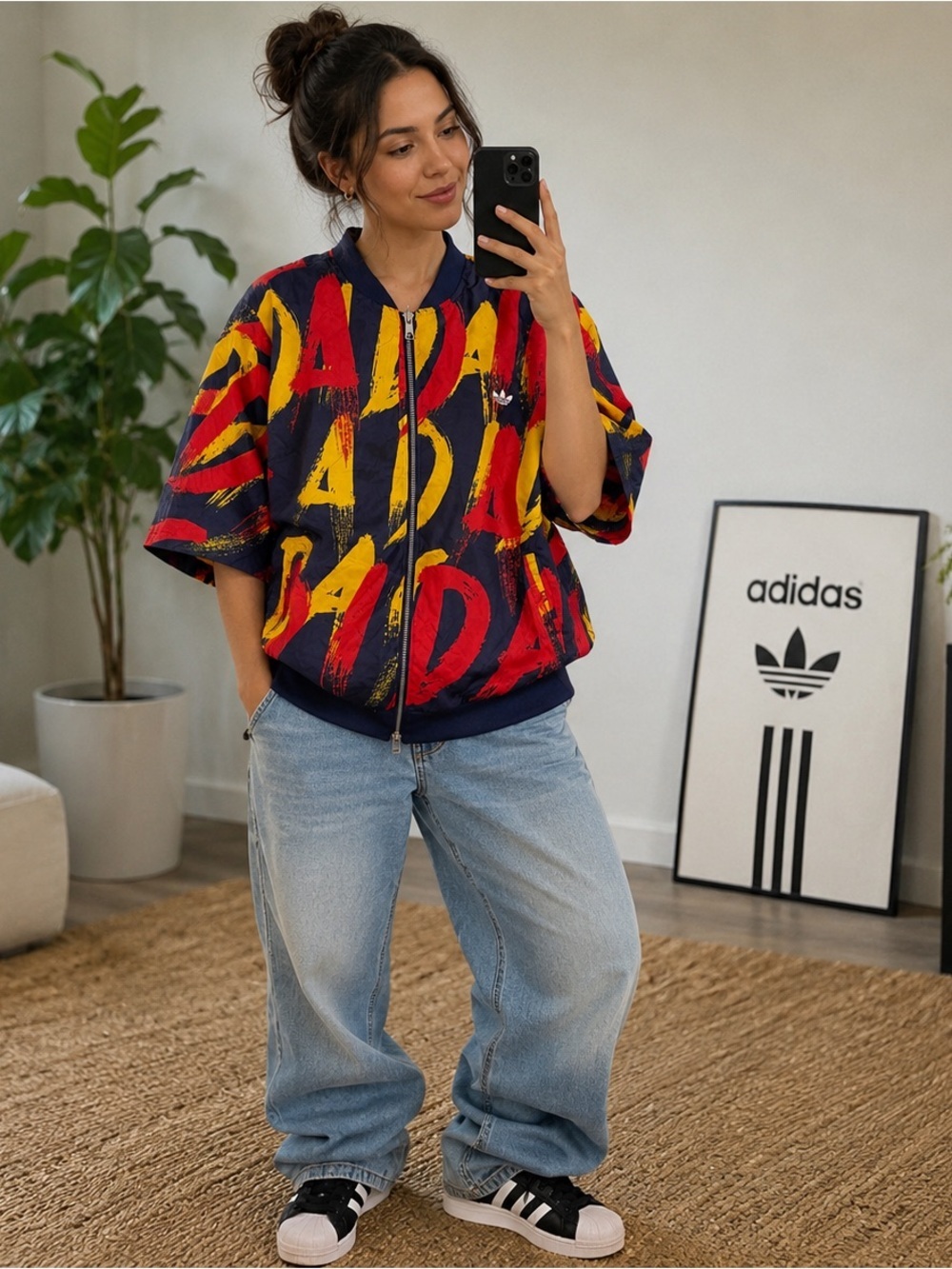 Adidas Originals Paris Printed Track Jacket XL Rare Oversized Graphic Full Zip
